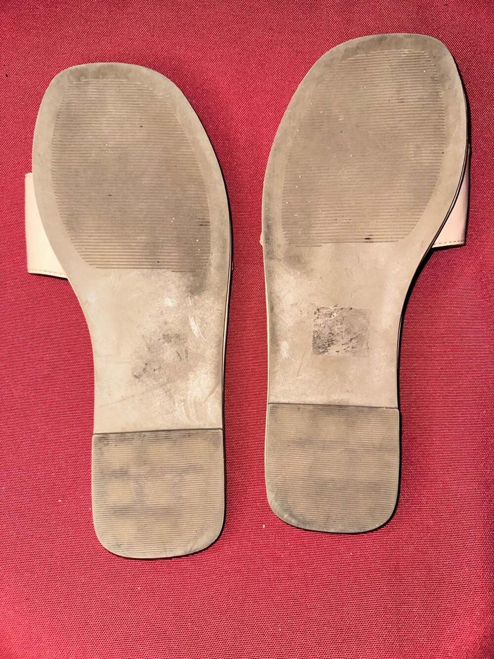 No.55 JustFab Beige Leather Cutout Flat Slide Sandals - Picture 4 of 4